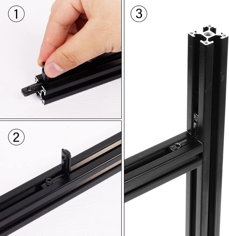 tchrules 20Pcs 2020 Aluminum Extrusion Connectors 3-Way End Corner Bracket Connector Black T Slot L-Shape Interior Corner Joint Bracket for Aluminum Extrusion Profile Slot Connector Set 6mm with Screws&Wrench - Image 4